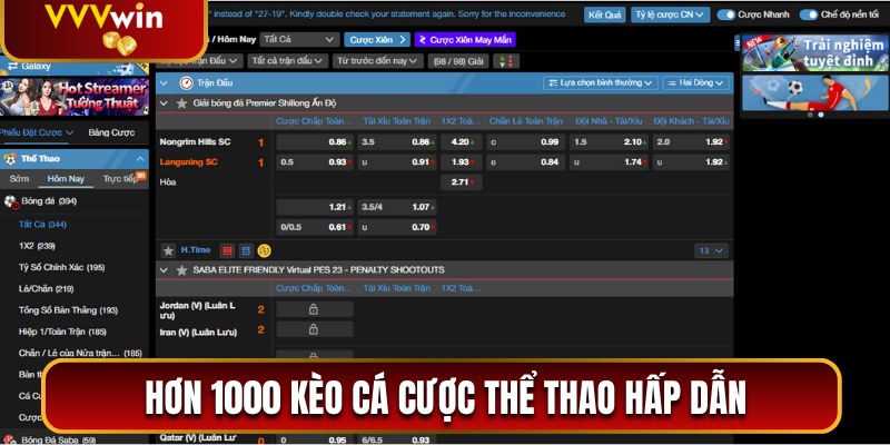 Khám Phá Saba Sports VVVwin - Sảnh Thể Thao Đáng Trải Nghiệm 3 Hơn 1000 kèo cá cược thể thao hấp dẫn